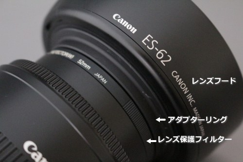 レンズフードES-62の取り付け方